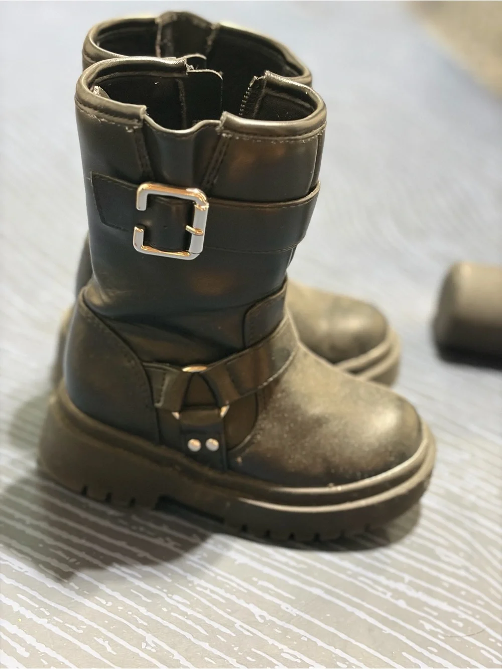 GAP Black kids Buckle Strap Moto Combat Boots